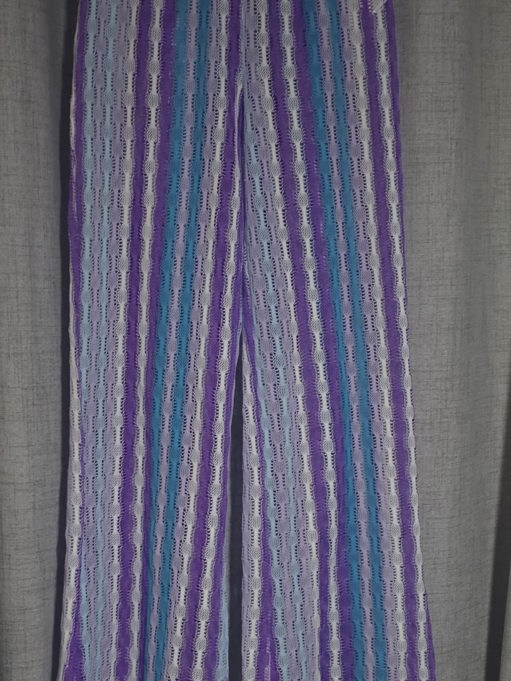 wild fable Striped Crochet Wide-Leg Pants in Purple, Blue & White